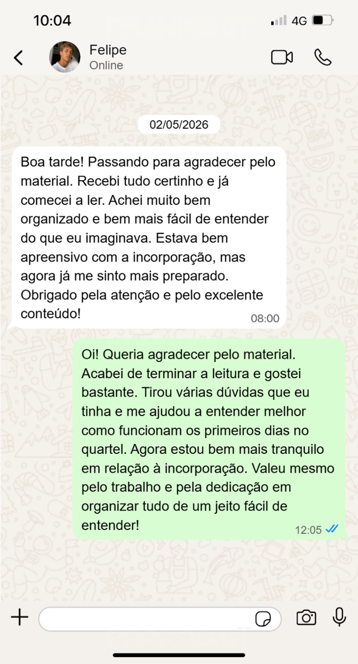Relato de cliente 2 enviado por mensagem